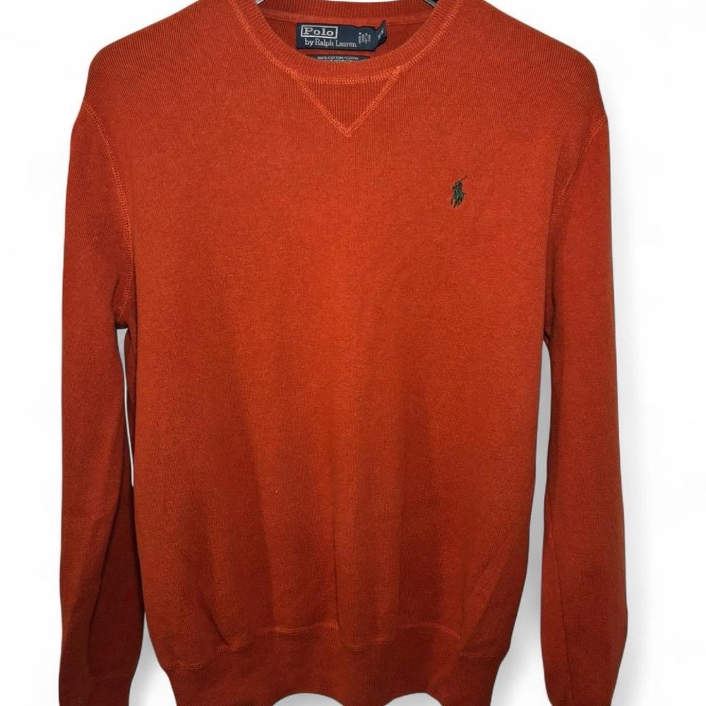 Polo by Ralph Lauren Burnt Orange V-Neck Cotton Sweater